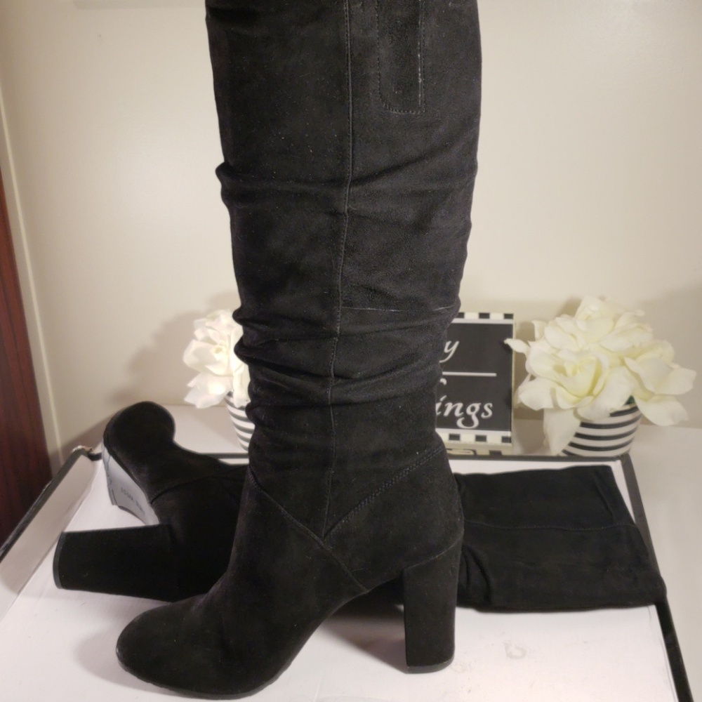 Tall pull on slouch boots